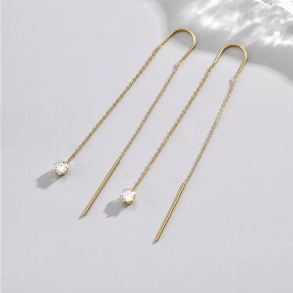 Threader Diamond Earrings M1278 - Picture 2 of 6